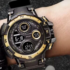 Sporto Black and Gold Multifunction Watch